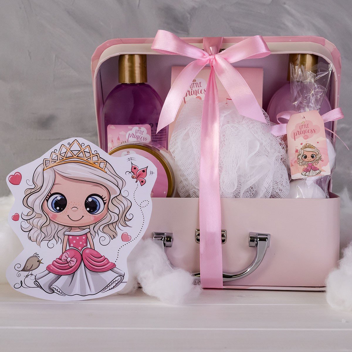 Bath set σε βαλιτσάκι με 2*300ml αφρόλουτρο, 110ml body lotion,200g άλατα Little Princess - Image 3