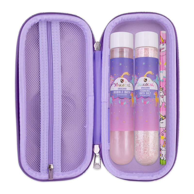 Gift set σε κασετίνα με 60ml αφρόλουτρο, μολύβι, 80g bath salt, Unicorn - Image 3