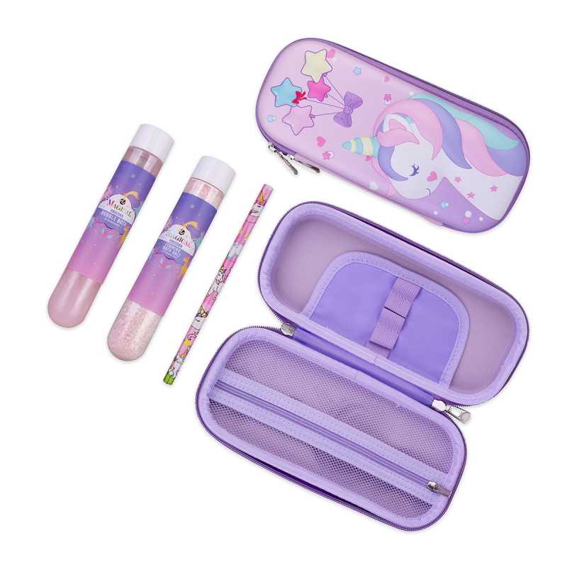 Gift set σε κασετίνα με 60ml αφρόλουτρο, μολύβι, 80g bath salt, Unicorn - Image 4