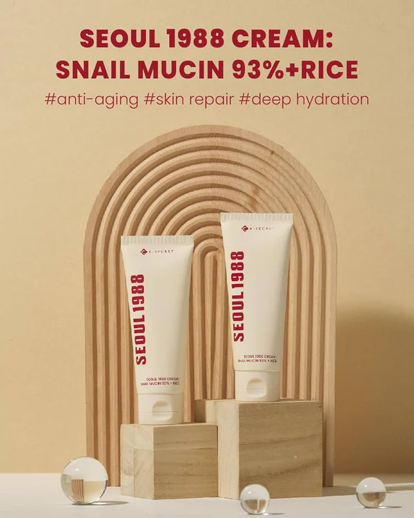 SEOUL 1988 Cream: Snail Mucin 93% + Rice - Ενυδατική κρέμα με έκκριμα σαλιγκαριού - Image 3