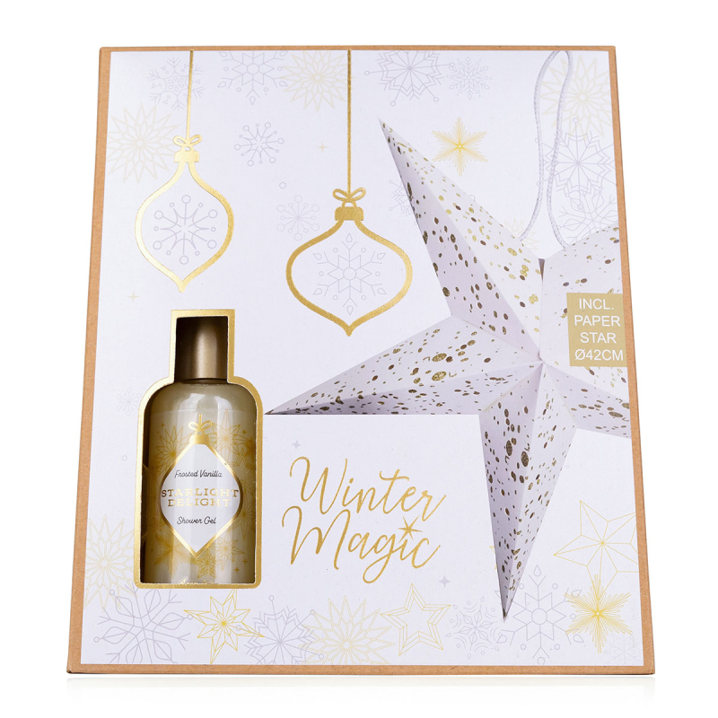 Χριστουγεννιάτικο σετ δώρου με αφρόλουτρο 100ml & διακοσμητικό αστέρι 42cm, Winter magic - Accentra